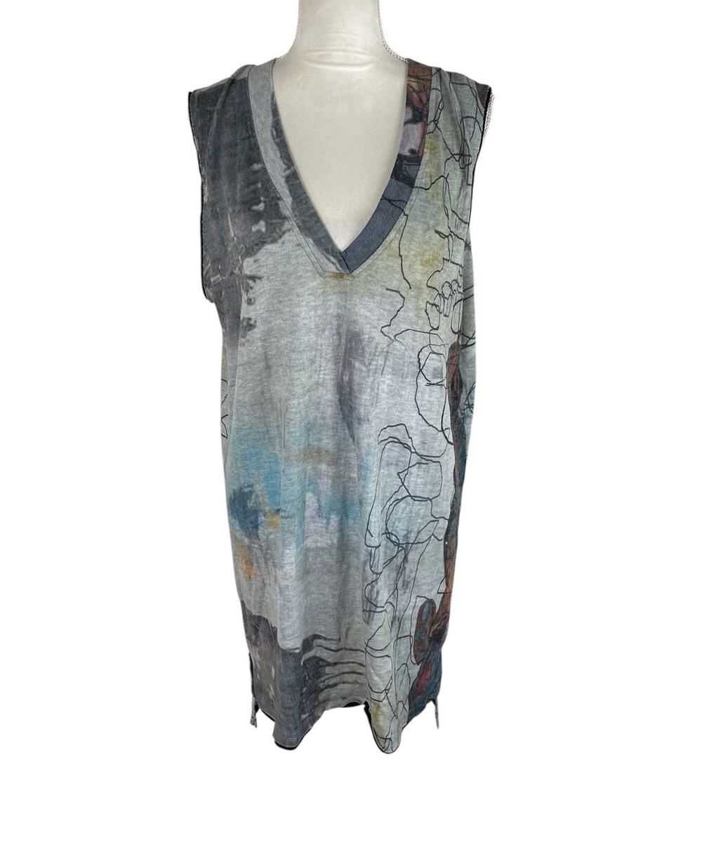 3 Potato Sleeveless Lagenlook Tunic Blouse Art to Wear Artsy Indie Size XS/S NWT